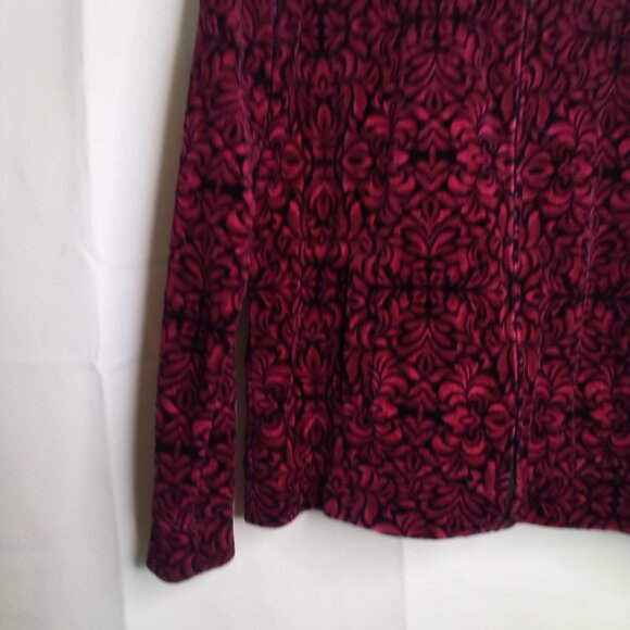 Kim Rogers Jacket Women S Full Zip Velvet Pattern Pink Black - Picture 6 of 16